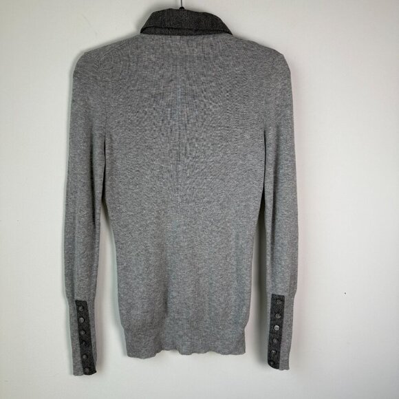 Goode Rider Sweater Womens Extra Fine Merino Wool Blend Henley Polo Gray Size XL - Picture 2 of 8